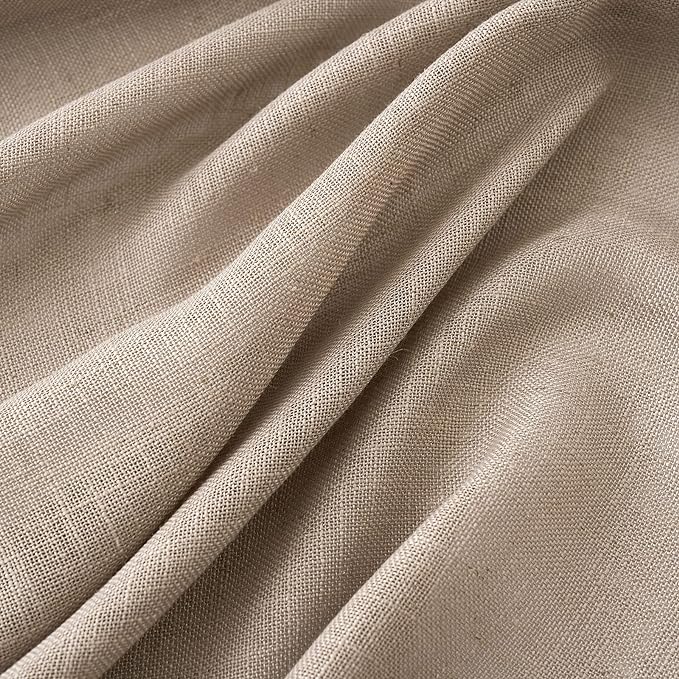MIULEE Taupe Linen Curtains 52x90 Inch Long for Bedroom Living Room 2 Panel | Soft Thick Linen Textured Window Drapes, Semi Sheer Light Filtering, Back Tab Rod Pocket, Burlap Look Farmhouse Country Decor