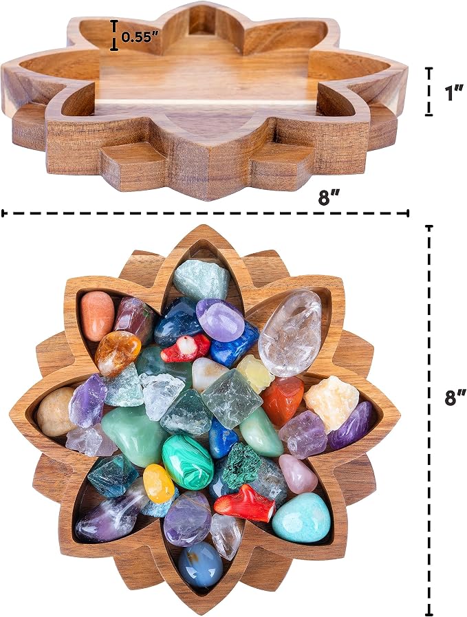 Crystal Display Tray, Lotus Crystal Holder, Rock Display, Blossom 8"x8"