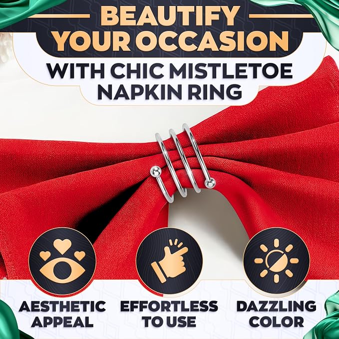 8 Pcs Silver Napkin Rings, Round Metal, Reusable, 1.83 in Diameter | Cloth Napkin Holder Set with Smooth Interior, an Elegant Touch for Weddings, Family Dinners, Parties, and Holiday Table Decor