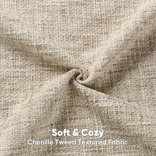 FUTEI Pack of 2 Chenille Tweed Vintage Throw Pillow Covers 24x24 Inch Soft Decorative Euro Pillow Shams Modern Farmhouse Accent for Couch Bed Living Room, Beige