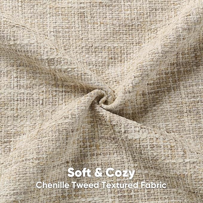 HAUSSY Pack of 2 Chenille Tweed Throw Pillow Covers 24x24 Inch, Beige