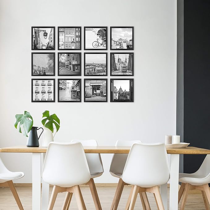 MCS Gallery Essential Picture Frames, Photo Gallery Wall Frame Set, Black Woodgrain, 10 x 10 Inch, 12-Pack