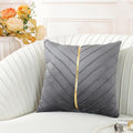TAOSON Gray Gold Leather Velvet Throw Pillow Covers, 18x18 inch, Pack of 2 | Gold Leather Decorative, Cushion Cases, Spring Summer, Sofa Couch Living Room Décor
