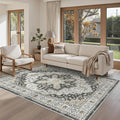 Madane Area Rug 4x6 Washable Rugs Vintage for Living Room, Black | Ultra-Thin Stain Resistant Vintage Large 4'X6' Carpet, Soft Low Pile Floor Mat For Bedroom Dining Room Office Home Decor
