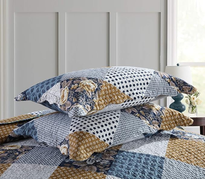 Travan 3-Piece King Bedspread Quilt Sets Patchwork Floral Oversized Reversible Soft Quilted Bedding Coverlet Set for All Seasons, King Size