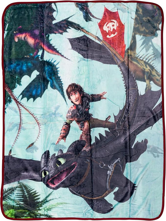 Silver Buffalo How to Train Your Dragon, Fleece Throw Blanket, 45x60in | Plush, Hiccup and Night Fury