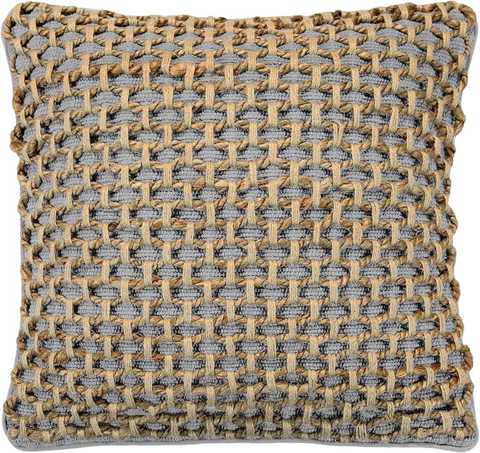 Boho Living Jada Decorative Throw, Includes Accent, Premium Woven Design, Living Room Décor, (1) 20" x 20" Pillow Cover with Insert, Grey