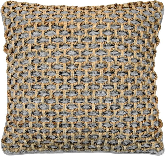 Boho Living Jada Decorative Throw, Includes Accent, Premium Woven Design, Living Room Décor, (1) 20" x 20" Pillow Cover with Insert, Grey