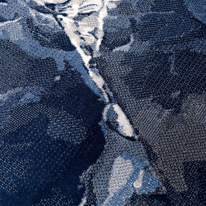 Abani Rugs Contemporary Blue & Grey Marble Ice Design Washable 5’3” x 7’6” (5'x8') Area Rug - Modern Swirl Watercolor Bedroom Rug