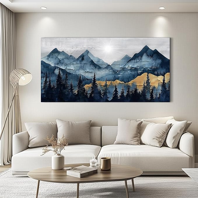 FUHAIHUA Canvas Wall Art For Living Room Wall Decor For Bedroom Office Wall Decoration Mountain Landscape Painting Abstract Pictures Artwork Room Aesthetic Home Decor 20x40 In