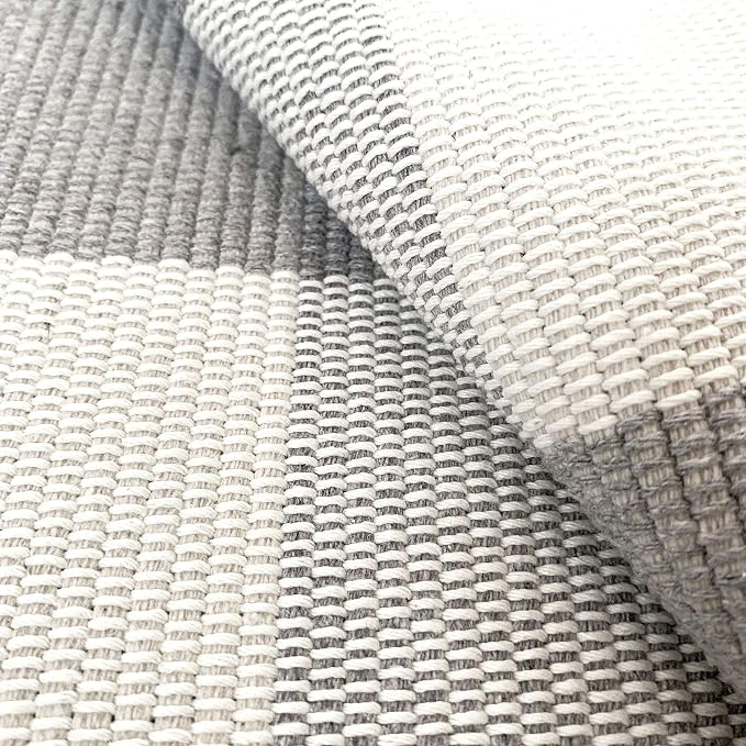 LEVINIS Grey Buffalo Check Rug 2' x 3' - Cotton Washable Hand-Woven Checkered Plaid Outdoor Rug for Front Porch Entry Way Kitchen Bathroom Bedroom Door Mat