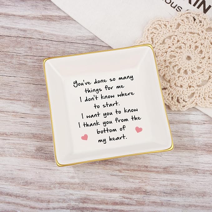 JoycuFF Thank You Gifts for Women Friends Teacher Coworker Retirement Gifts for Coworker Women Inspirational Ceramic Trinket Tray Farewell Gift for Colleague Leaving Job