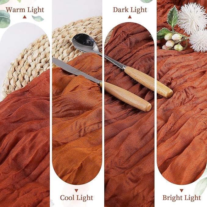 AGIRL 12 Pack Terracotta Cheesecloth Table Runner 10FT Fall Boho Home Decor | Rustic cheese cloths Sheer Gauze for Wedding Bridal Baby Shower Birthday Party Table Decor Halloween Thanksgiving Christmas