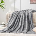 BEDELITE 3D Ribbed Jacquard Grey Fleece Throw Blanket for Couch, 50x60 Inch | Soft Warm Decorative Fluffy Blanket, Cozy Plush Lightweight Fuzzy Throw Blanket for Bed Sofa Home Room Decor, Gift for Women