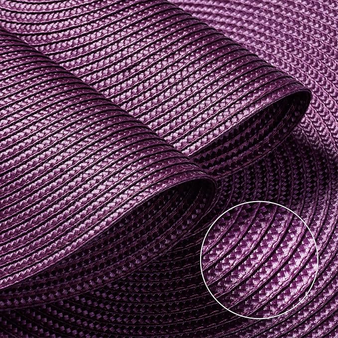 FunWheat Round Braided Placemats Set of 6 Table Mats for Dining Tables Woven Washable Non-Slip Place mats 15 inch(Purple, 6pcs)