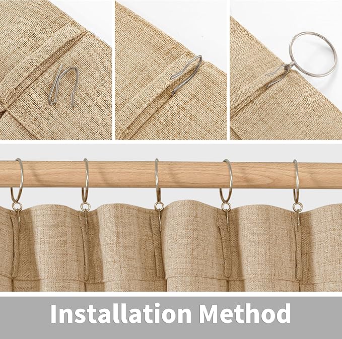 YoungsTex Toffee Linen Curtains 84 Inch Length for Living Room, Light Filtering Window Treatments Natural Burlap Rustic for Farmhouse Bedroom, 2 Panels, 40 X 84 Inch