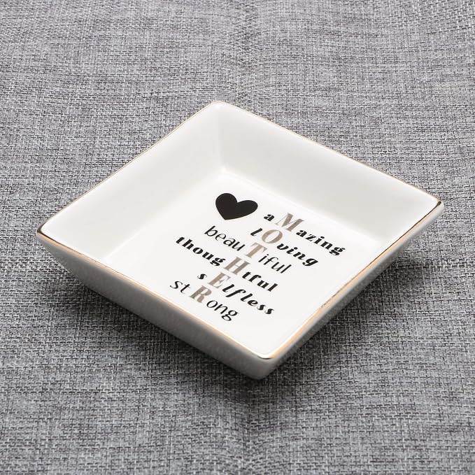 JoycuFF Birthday Gifts for Mom Ring Trinket Dish Tray Jewelry Ring Holder Mother's Day Thanksgiving Day Christmas Gifts for Mom Mama from Daughter or Son