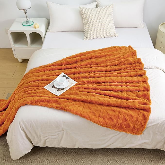 Aganear Flannel Throw Blanket - 50"x60" Orange Blankets Boho Decor Cozy Soft Bedding for Warm Present for Tennessee Vols, Christmas, Halloween, Housewarming