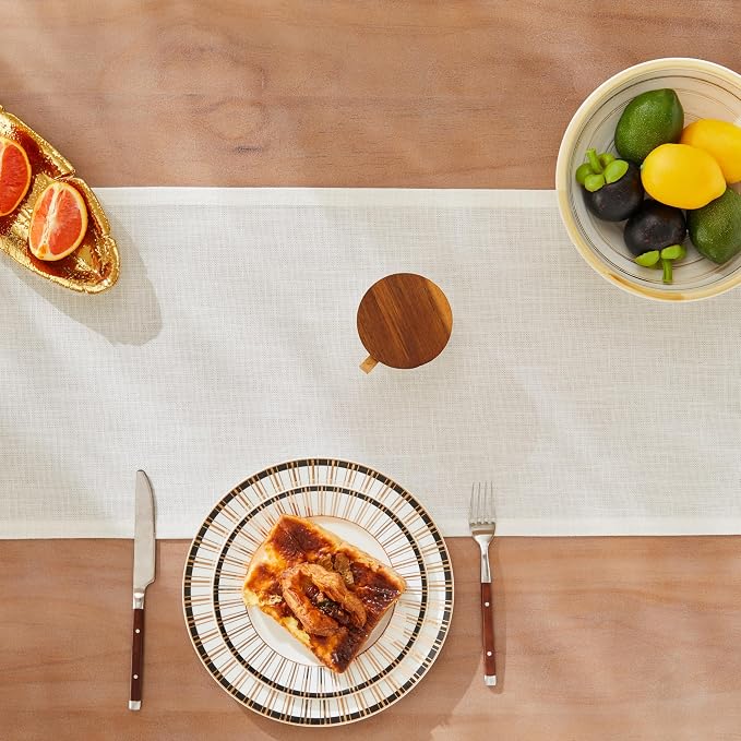 ZeeMart Rustic Cotton Linen Table Runner, 13x90 Inches Off White | Farmhouse Style Linen Table Runners 90 Inches Long, Washable Kitchen Dining Table Decoration for Home Party Decor