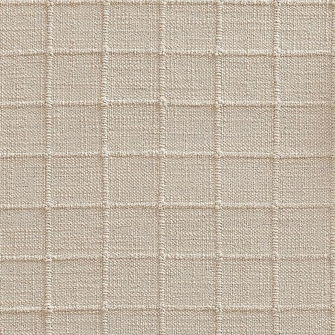 ZeeMart Artisanal Grid Linen Table Runner, 13x60 Inches Neutral Beige | Heavy Textured, Durable Thick Fabric, Farmhouse Handwoven Feel Linen Runner, Easy Care Table Decor for Kitchen Dining Room