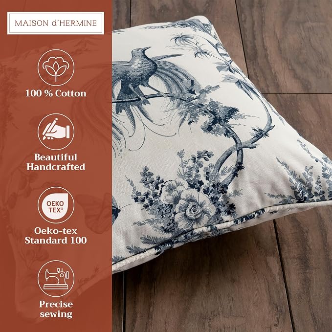 Maison d' Hermine Throw Pillow Covers 100% Cotton (20" x 20" - Pack of 1)