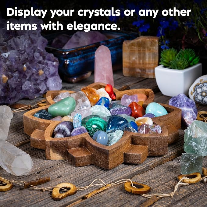 Crystal Display Tray, Lotus Crystal Holder, Rock Display, Blossom 8"x8"