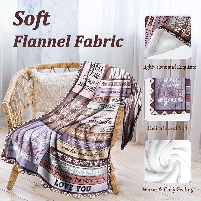 Nana Gifts, Nana Birthday Gifts, Gifts for Nana Blanket 50"x60", Best Nana Ever Gifts, Nana Gift from Grandkids, Nana Gfit for Grandma, Nana Gift for Christmas Mothers Day