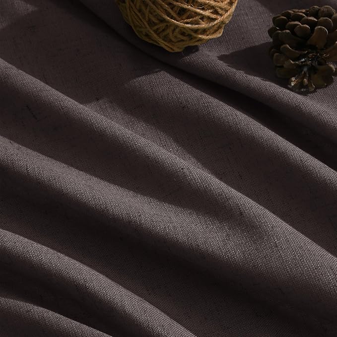 Cocoa Coffee Linen Blend Light Filtering Back Tab Curtains 108 Inches Long, Semi Sheer Privacy Drapes for Living Room & Bedroom, 52x108 inch, 2 Panels