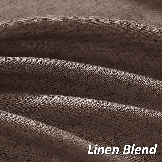Cappuccino Linen Curtains 90 Inches Long Rod Pocket Semi Sheer Dining Room Cozy Bedroom Decor Cotton Look Country Rustic Farmhouse Boho Curtains 2 Panel Set,52x90
