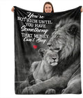 TURMTF Lion Dad Hugging Cub Blanket, Soft Fleece Throw with Inspirational Quote You're Not Rich Until You Have Something Money Can't Buy, Cozy Gift for Family on Valentine's Day Birthday 55"x70"