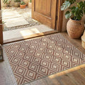jinchan 2x3 Faux Jute Area Rug Washable Tile-Inspired Rug, Terracotta Brown | Vintage Geometric, Non-Slip, Low Pile, Indoor Outdoor, High-Traffic, Kitchen, Entryway, Bathroom, Laundry Room, Porch Balcony