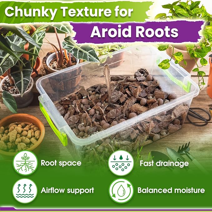 DUSPRO 8-in-1 Aroid Potting Mix, Pre-Mixed Chunky Soil, Airy Blend, 4 QT