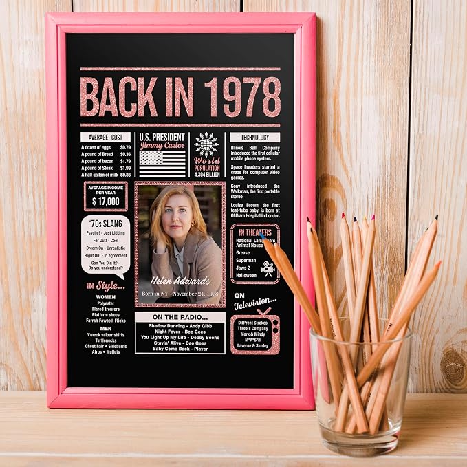 Happy 47th Birthday Decorations For Women - Personalized 47 Year Old Gifts for Her, 47 Birthday Decorations Rose Gold, 47 Yr Old Bday Decor, Party Supplies, Back In Poster, Female Birthday Presents