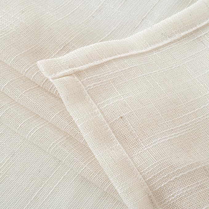 YoungsTex Linen Semi Sheer Curtains 36 Inches Long for Kitchen Window | Small Drapes with Rod Pocket Back Tab Rustic for Bathroom Cafe Windows Over Sink, 2 Panels, 34 X 36 Inch