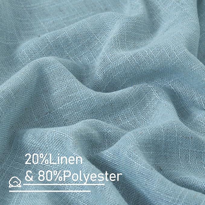 Stone Blue 72 inch Linen Textured Curtains for Living Room 2 Panels | Faux Linen Panels, Light Filtering, Semi Sheer, Rod Pocket Back Tab, Curtains for Bedroom, Farmhouse, 52 x 72 Inch