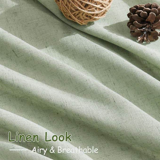 Mist Sage Linen Curtains 84 Inch Length 2 Panels Set for Living Room Rod Pocket Back Tab Light Filtering Window Drapes for Bedroom Dining Room Protect Privacy Modern Farmhouse Decor 52x84