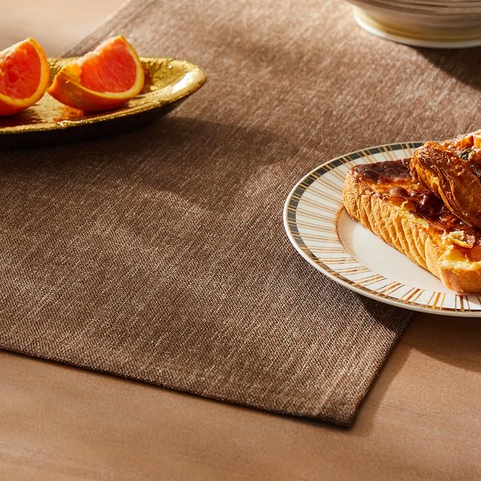 ZeeMart Rustic Cotton Linen Table Runner, 13x90 Inches Brown | Farmhouse Style Linen Table Runners 90 Inches Long, Washable Kitchen Dining Table Decoration for Home Party Decor