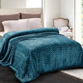 Whale Flotilla Flannel Fleece Bed Blanket King Size, Teal | Lightweight Breathable Soft Bedspread, Plush Fluffy Coverlet Chevron Design Decorative Blanket for All Season, 90x104 Inch
