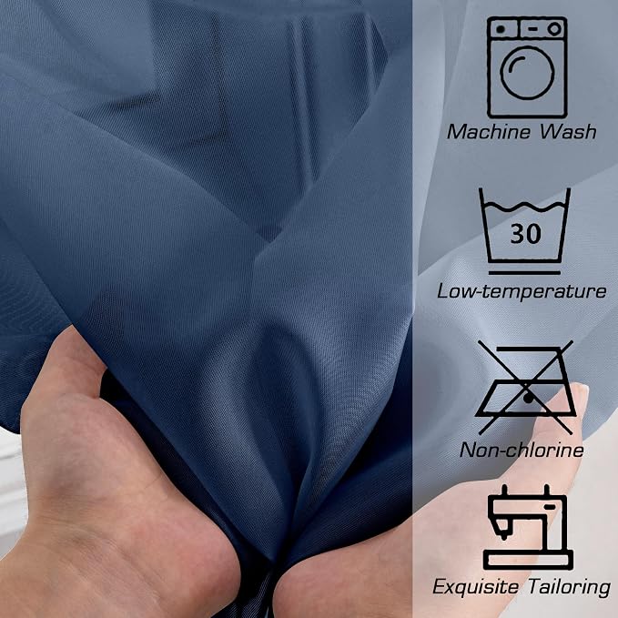 Simplebrand Navy Short Sheer Curtains 45 Inch Length for Small Windows, Rod Pocket 2 Panels Set Solid Voile Drapes Window Sheer Curtains for Bedroom Bathroom Kids Room Kitchen, 42x45 Inch, Navy