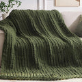 Negwoo Chunky Knit Throw Blanket, Knitted Throw Chenille Yarn, 50"*60" | Soft Thick Cable Knitted Blankets, Handmade Big Thick Blanket, Machine Washable Cute Comfy Blanket for Home Decor, Green
