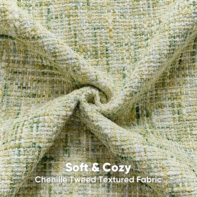 FUTEI Pack of 2 Chenille Tweed Vintage Throw Pillow Covers 16x16 Inch Soft Decorative Cushion Case Modern Farmhouse Accent for Couch Bed Living Room, Light Green