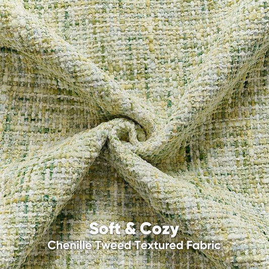 FUTEI Pack of 2 Chenille Tweed Vintage Throw Pillow Covers 12x20 Inch Soft Decorative Lumbar Pillowcase Modern Farmhouse Accent for Couch Bed Living Room, Light Green