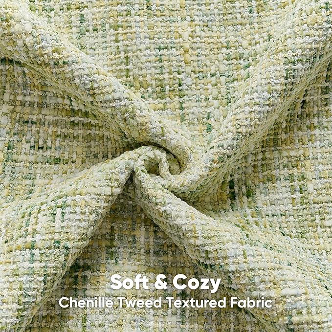 FUTEI Pack of 2 Chenille Tweed Vintage Throw Pillow Covers 24x24 Inch Soft Decorative Euro Pillow Shams Modern Farmhouse Accent for Couch Bed Living Room, Light Green