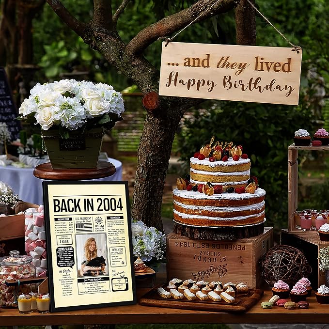 Personalized 21 year old birthday gifts - Back in 2004 Poster - Centerpiece Table Decorations 21st Birthday Party - Custom Born in 2004 Newspaper Vintage Poster for Boys, Girls, Him, Her