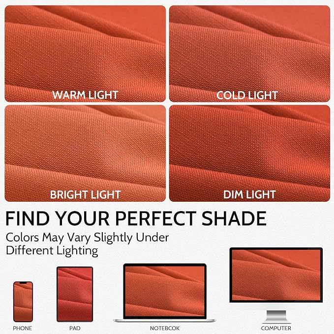 Linen Curtains, Bright Orange, 96 Inch Long | 8ft, For Living Room