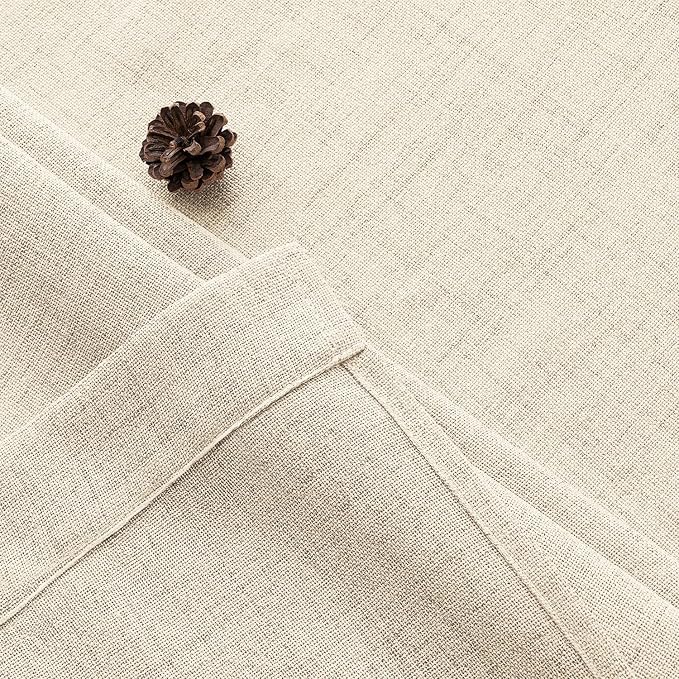 MIULEE Faux Linen Curtains 84 Inch Length 2 Panels Natural Cream Beige Semi Sheer Curtain with Back Tab Rod Pocket, Light Filtering Window Privacy Burlap Drapes for Living Room Bedroom 42W x 84L