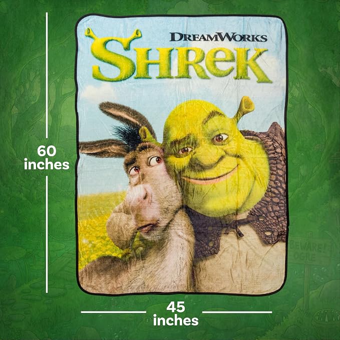 Silver Buffalo Shrek and Donkey Hugging, Fleece Throw Blanket, 45x60in | Soft and Cozy, 250 GSM