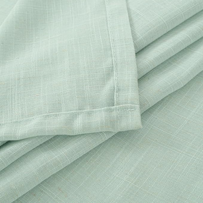 BGment Sage Green Linen Curtains 54 Inch Length for Short Window - Rod Pocket Drapes Light Filtering Sheer Textured for Bedroom Decorative Lightweight Natural Rustic, 2 Panels Set, 42 X 54 Inch