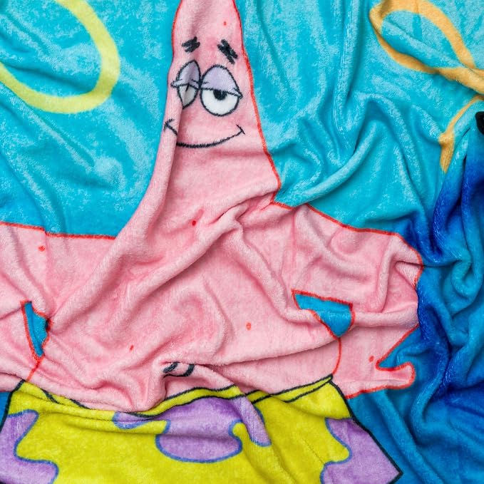 Silver Buffalo Spongebob Squarepants Patrick, Fleece Throw Blanket, 45x60in | Fishnets and Boots, Soft and Cozy, 185 GSM
