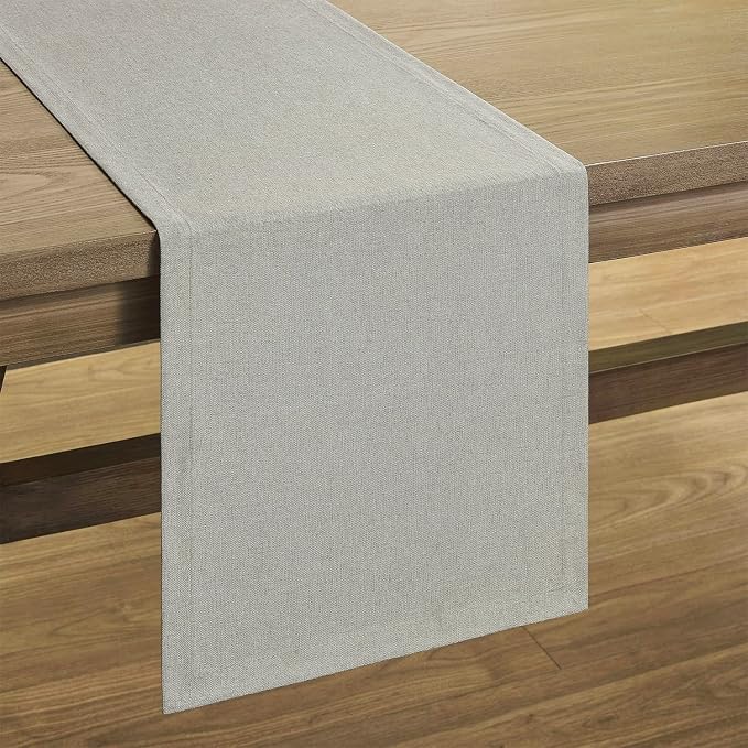 ZeeMart Basic Linen Style Table Runner, 14x72 Inch Vintage Grey | Mitered Corner Design, Medium Weight Fabric, Rustic Farmhouse Style, Machine Washable Easy Care Everyday Table Scarf